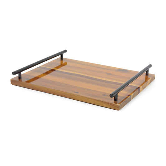 Alphan High gloss walnut veneer Tray  L 40cm x W 30cm - IN STOCK