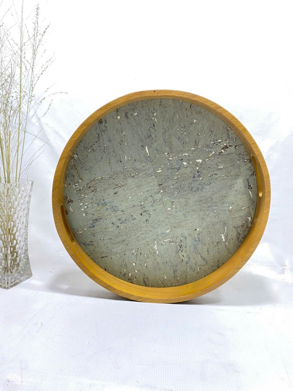 Ralt NEW Cork Silver Base Tray Round Tray - Tray 41 cm