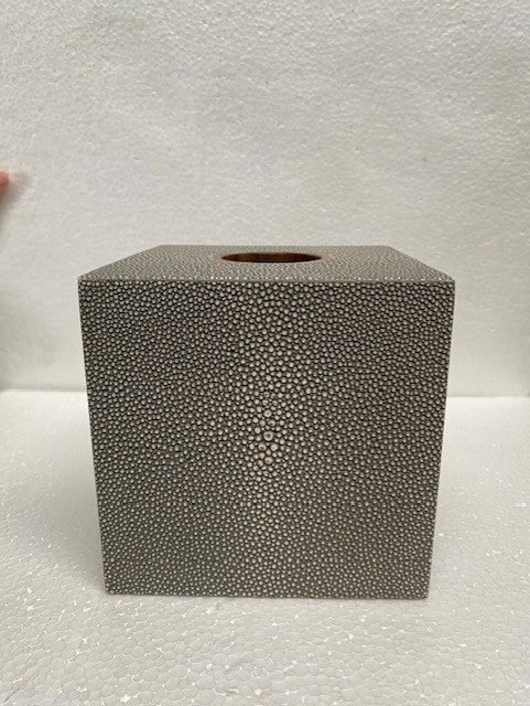 Grande grey faux shagreen tissue box cover luxury square holder 13cm"