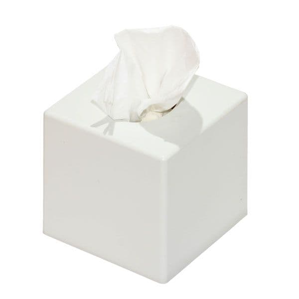 Carnaby - White Lacquer Cubed Tissue Box Cover 13CM