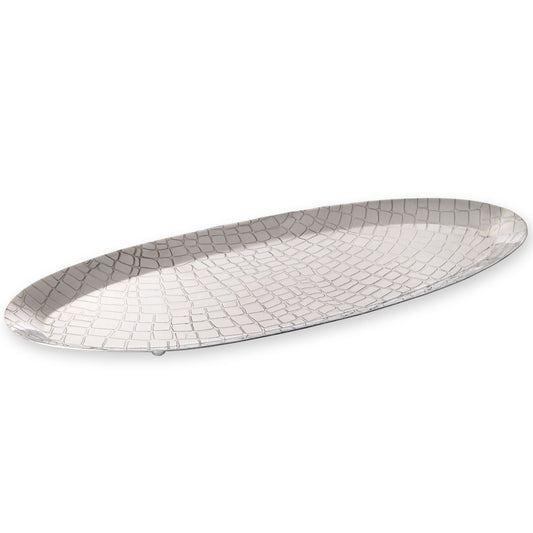 Hampstead - Oval Embossed Animal Print Metal Amenity Tray 30cm